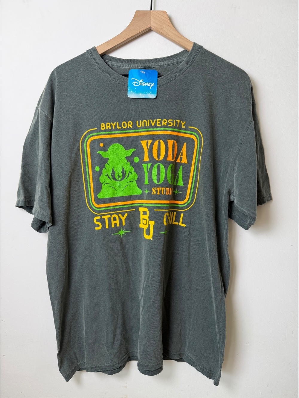 Disney Blue 84 Baylor University Yoda Yoga T-Shirt Gray NWT Size L